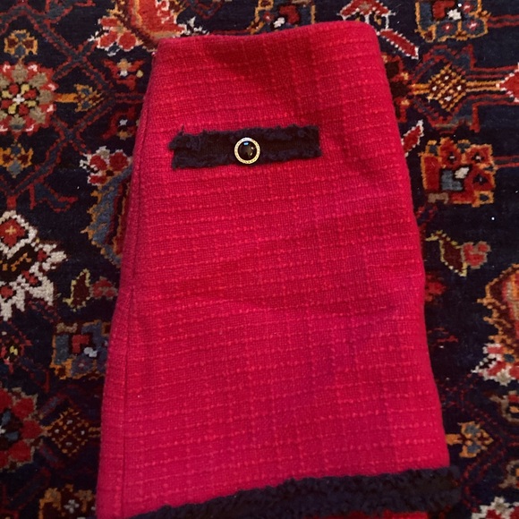 Alessandra Rich Wool Red Skirt Set with Black Accents - Picture 15 of 15